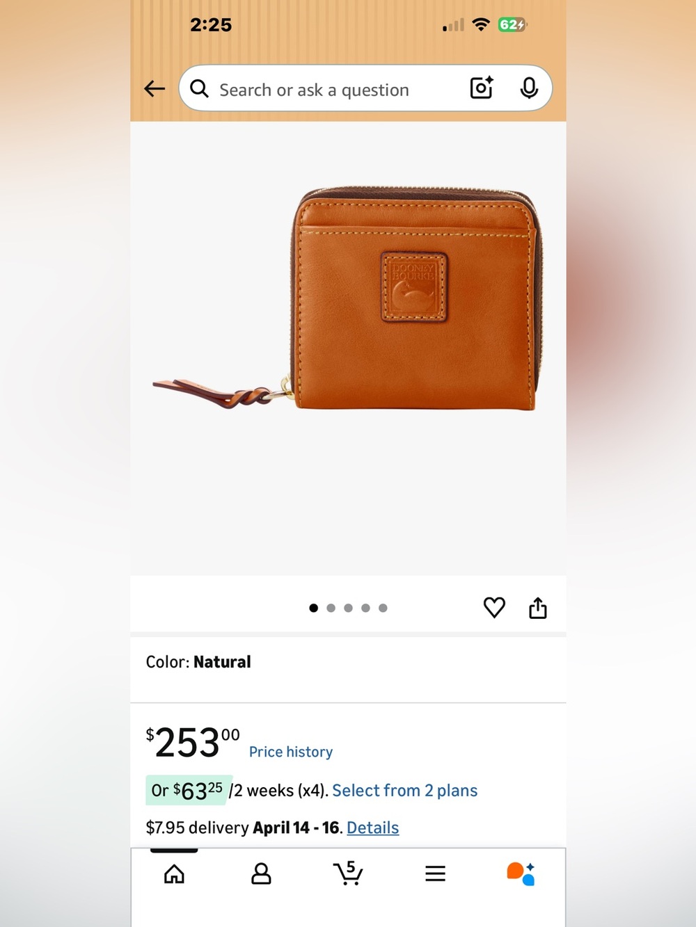 *NEW*  Dooney & Bourke Brown Florentine Leather Small Zip Wallet, - Picture 6 of 16